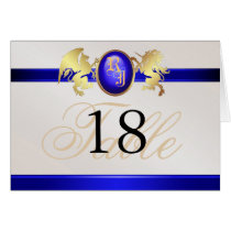 Prince & Princess Blue Jewel Crest Table Card