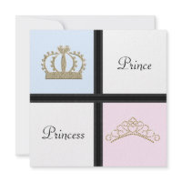 Prince Princess Gender Reveal Shower Invitations