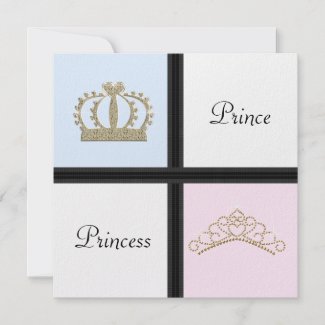 Prince Princess Gender Reveal Shower Invitations