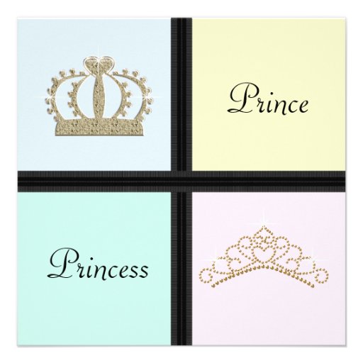 Prince Princess Gender Reveal Shower Invitations (front side)