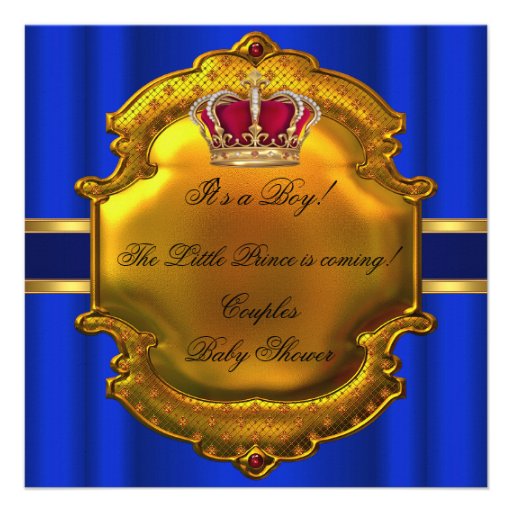 Prince Royal Blue Boy Baby Shower Crown Custom Invitation
