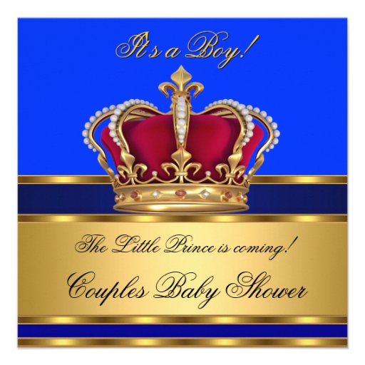 Prince Royal Blue Boy Baby Shower Crown Custom Invite