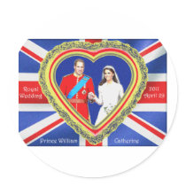 Prince William and Catherine Royal Wedding Round Stickers