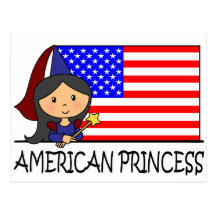Princesa americana linda Flag del clip art del dib Postal