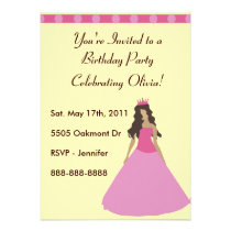Princesa rosada Birthday Invitation invitaciones