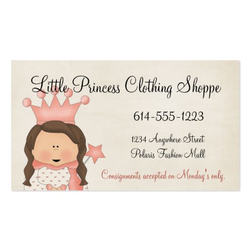 Princess 1 Child Business Cards (front side)