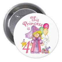 Princess 4th Birthday Button