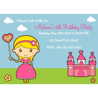Princess Birthday Party Invitations on Princess 5x7 Birthday Party Invitation Invitation