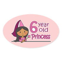 Princess Age 6 Oval Stickers