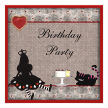 Princess Alice & Cheshire Cat Birthday Party Custom Invite