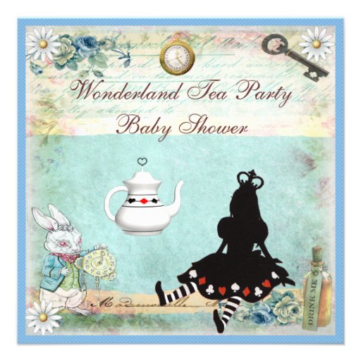 Princess Alice in Wonderland Baby Shower Tea Party Custom Invites
