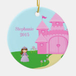 Princess and castle girl's personalized ornament ornaments