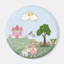 Princess and her castle fridge magnets