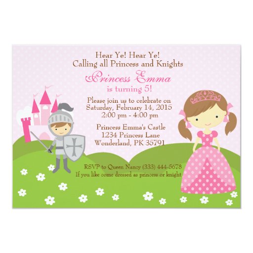 Princess and Knight birthday invitation Zazzle
