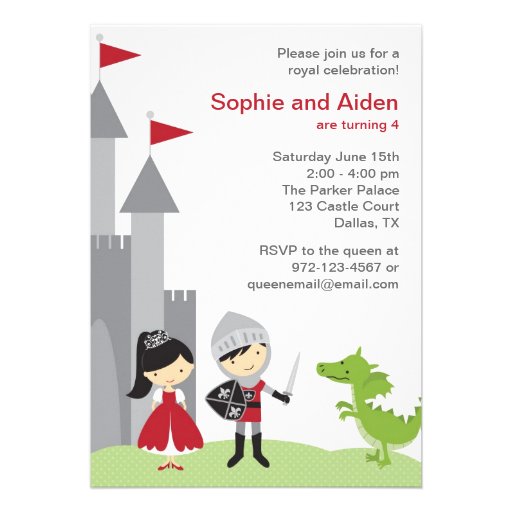 Princess and Knight Birthday Invitations