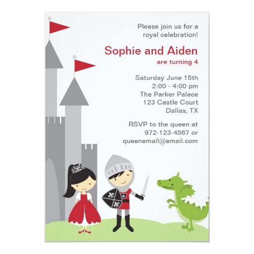 Princess and Knight Birthday Invitations Zazzle