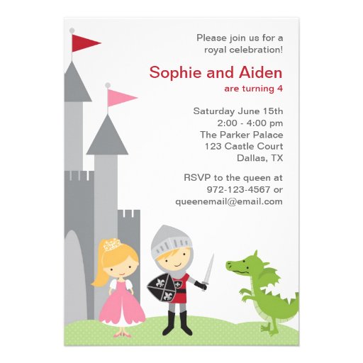 Princess and Knight Birthday Invitations