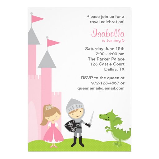 Princess and Knight Birthday Invitations