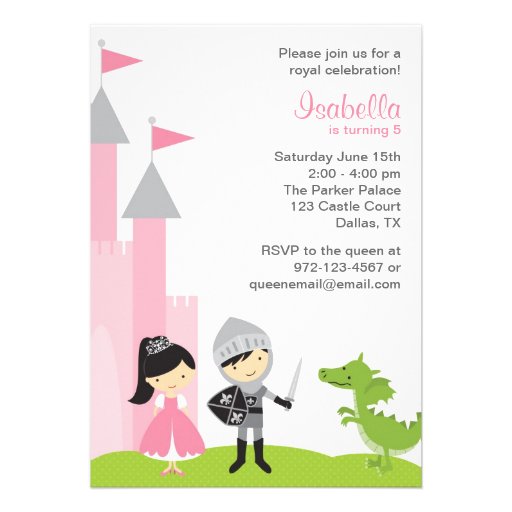 Princess and Knight Birthday Invitations