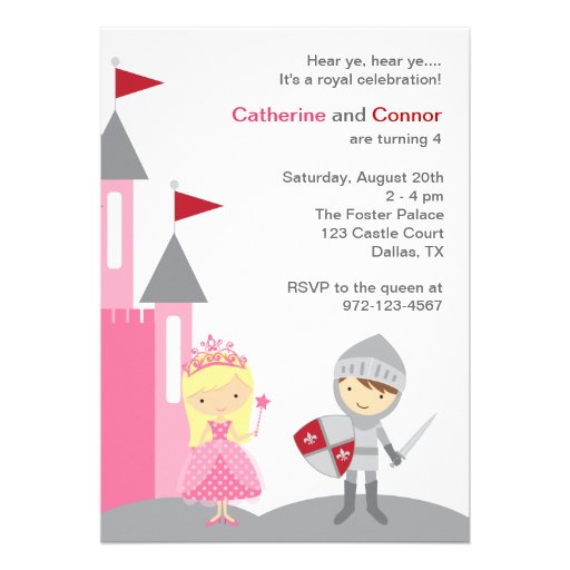 Princess and Knight Invitations