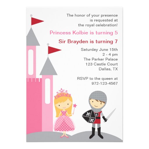 Princess and Knight Invitations