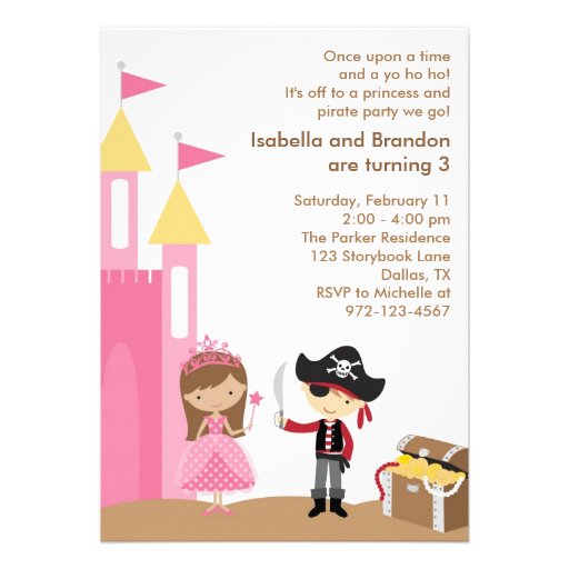 Princess and Pirate Invitation