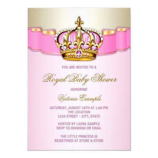Princess Baby Shower Announcement Cards (front side)
