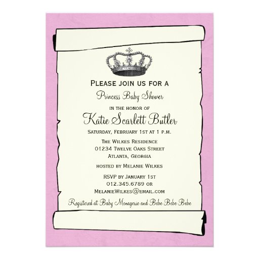 Princess Baby Shower Announcements