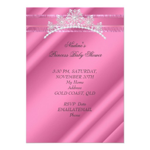Princess Baby Shower Girl Pink "It's a Girl" Personalized Announcements
