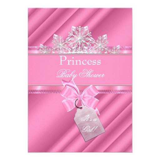 Princess Baby Shower Girl Pink "It's a Girl" Personalized Announcements