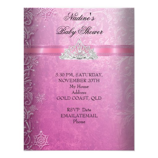 Princess Baby Shower Girl Pink Tiara Princess Invites