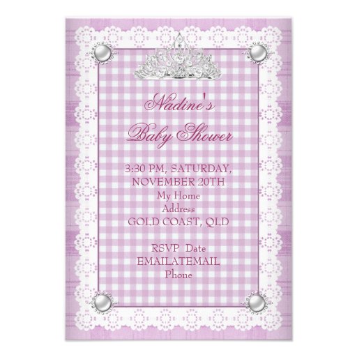 Princess Baby Shower Girl Pink Tiara Princess Invite