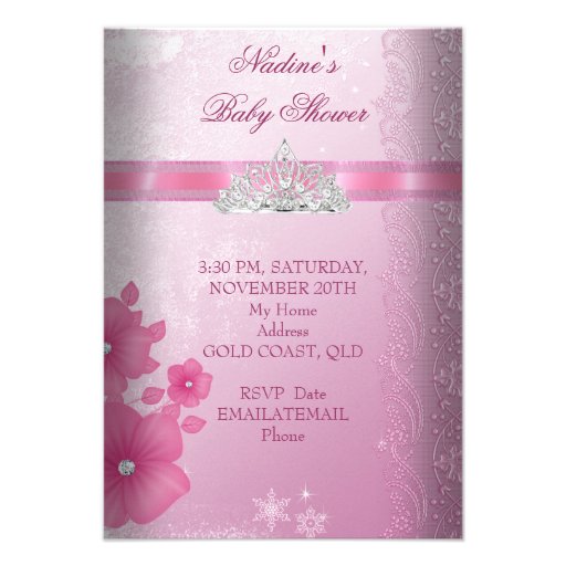 Princess Baby Shower Girl Pink Tiara Princess Personalized Invites