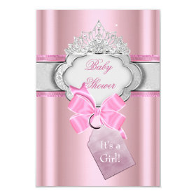 Princess Baby Shower Girl Pink Tiara Princess 3.5x5 Paper Invitation Card