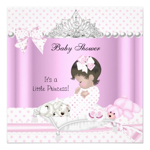 Princess Baby Shower Girl Puppy Tiara Personalized Invitation
