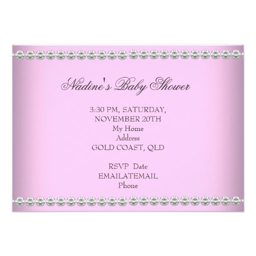 Princess Baby Shower Girl White Pink Tiara 2 Personalized Invite