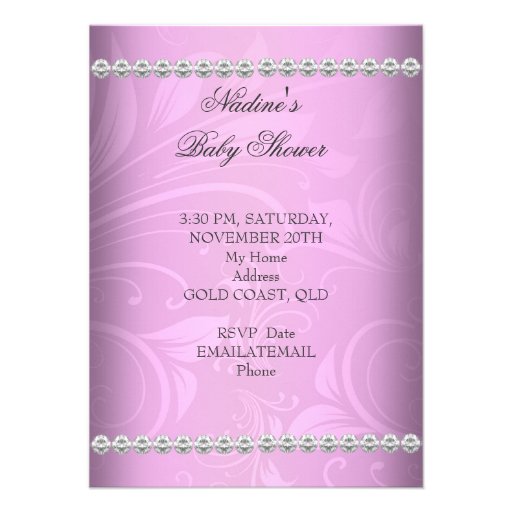 Princess Baby Shower Girl White Pink Tiara Personalized Invite