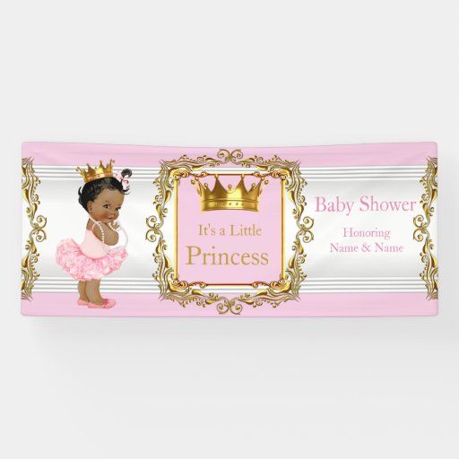 Princess Baby Shower Pink Gold White Ethnic Banner | Zazzle