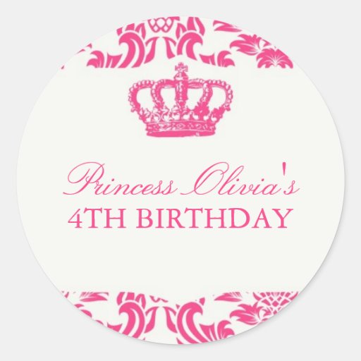 Princess Birthday Party Classic Round Sticker | Zazzle
