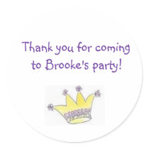 Princess Birthday Party Goody Bag Labels Round Sticker