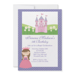 Princess Birthday Party Invitation Pink Purple invitation