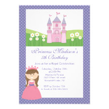 Princess Birthday Party Invitation Pink Purple