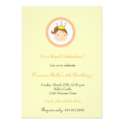 Princess- Birthday party invitations(yellow)