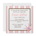 princess birthday party invite cute fun brown pink