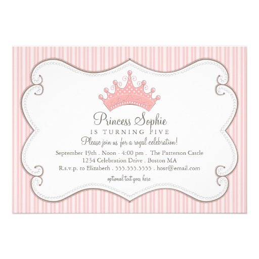 Princess Birthday Party Pink Crown Invitation (front side)