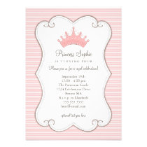 Princess Birthday Party Pink Crown Invitation