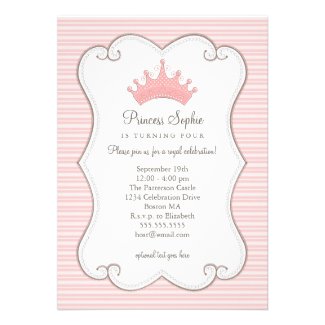 Princess Birthday Party Pink Crown Invitation