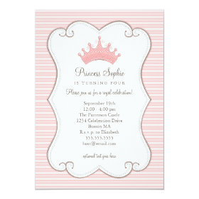 Princess Birthday Party Pink Crown Invitation 5