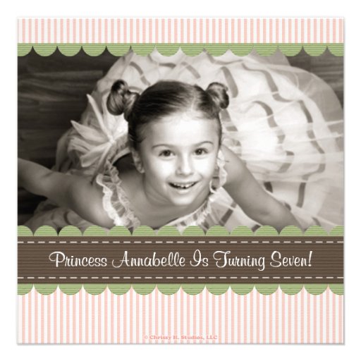 Princess Birthday Photo Invitations Red Head
