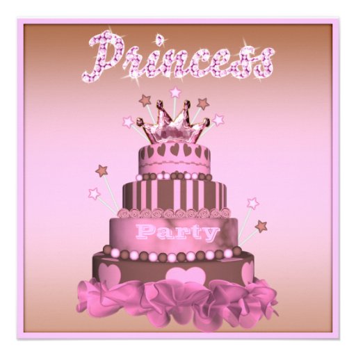 Princess Cake & Cupcakes (back) Birthday Party Announcement